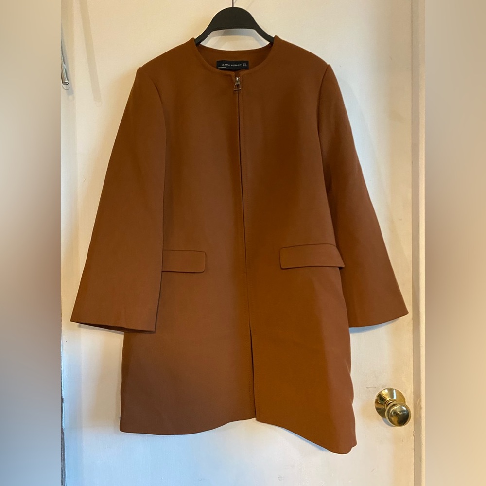 Zara Mustard Brown Zippered Coat